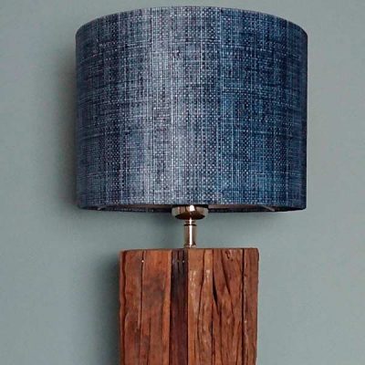 Tischlampe Holz Blau Braun